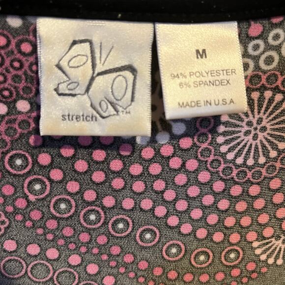 Fashion Bug Geometric Floral Print Blouse Red Pink Black Medium - Picture 5 of 6